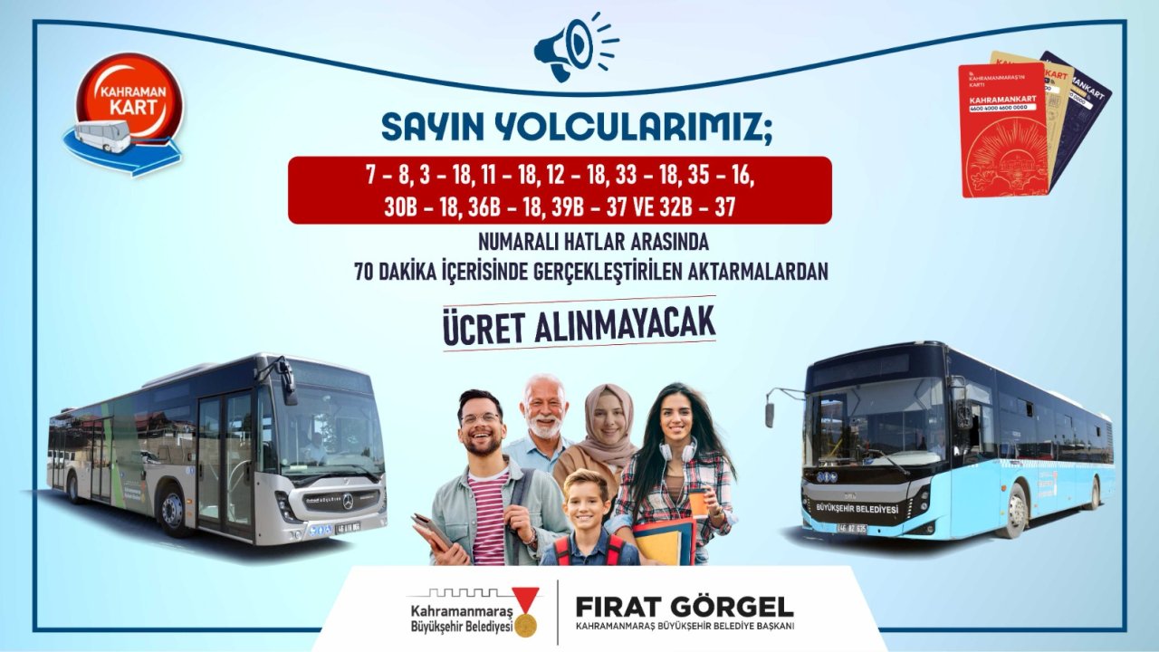 Kahramanmaraş Büyükşehir’den Ücretsiz Aktarma!