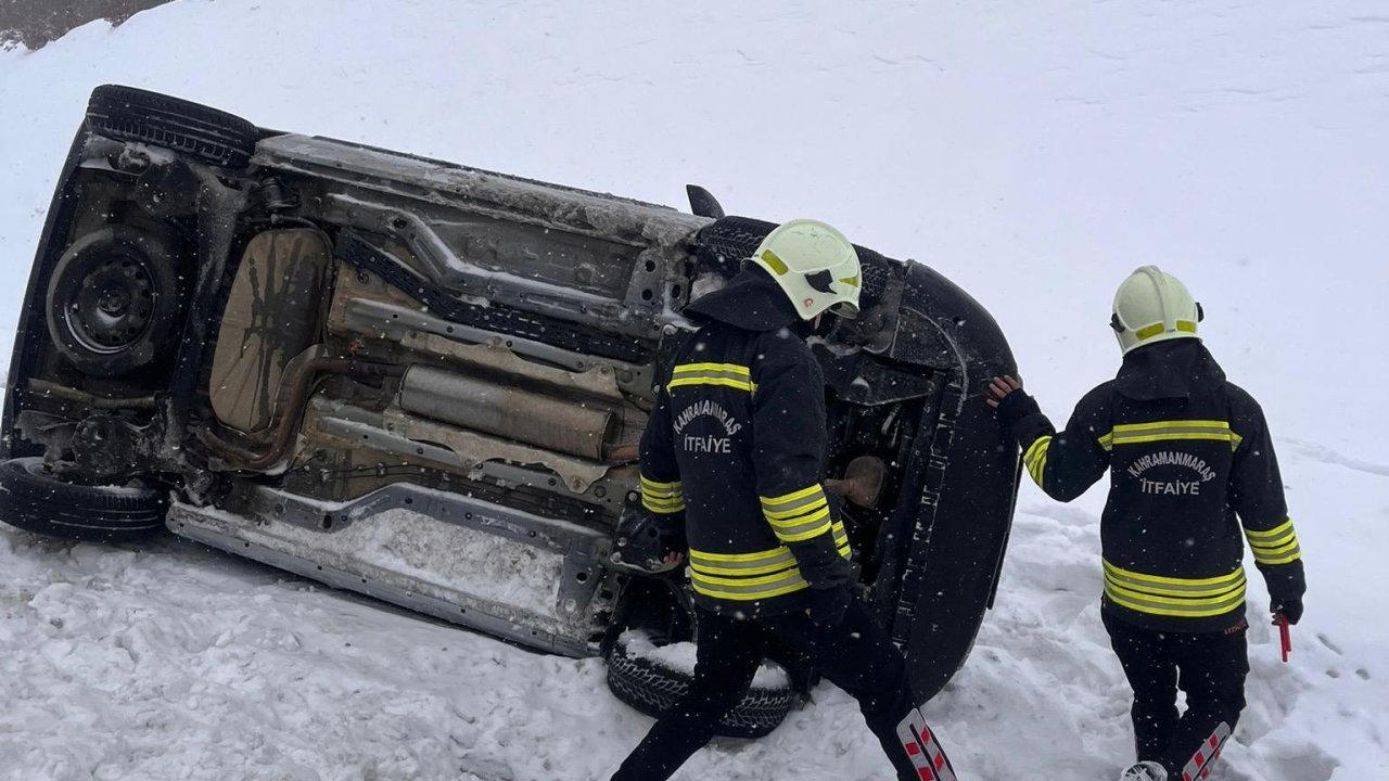 Kahramanmaraş’ta kar yağışı trafik kazalarına neden oldu: 2 yaralı