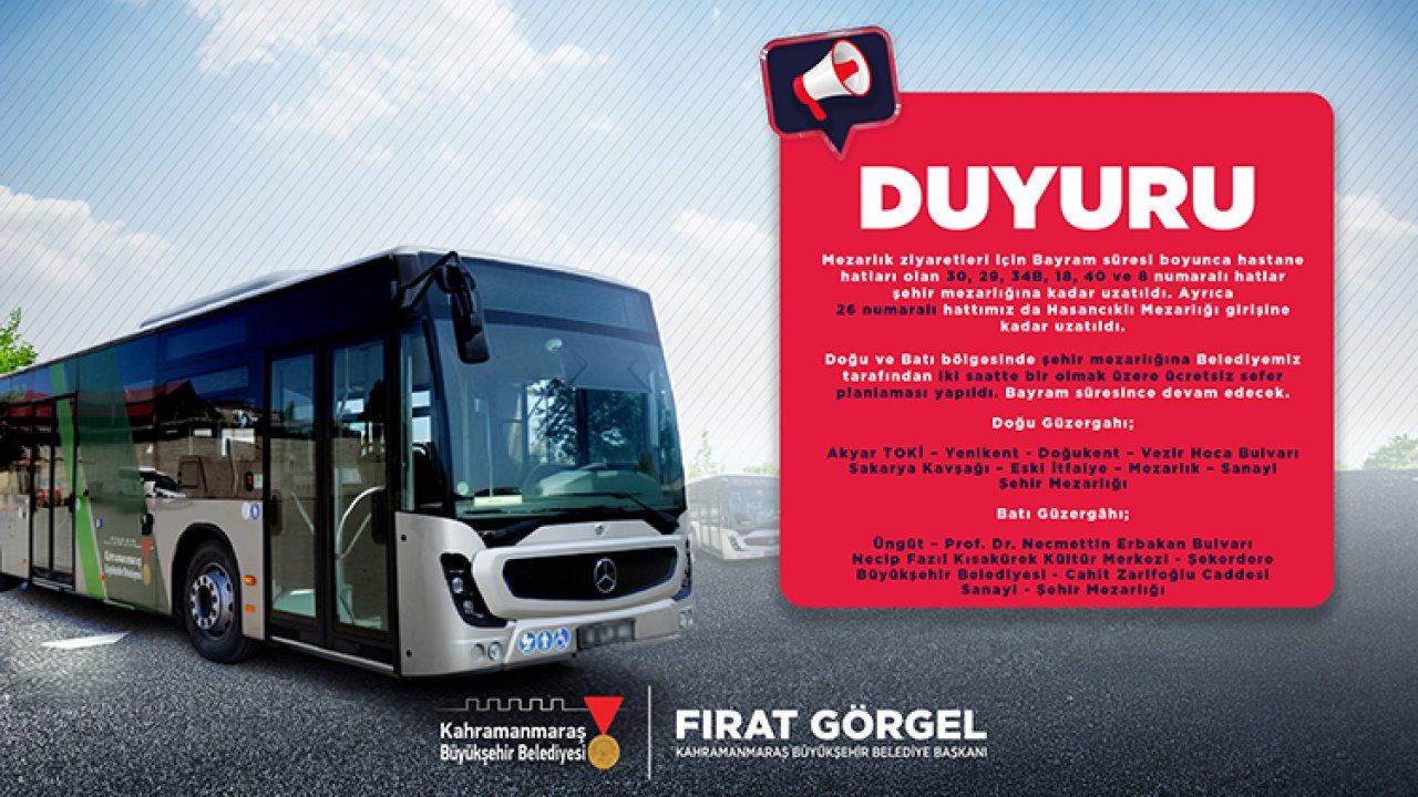 Bayramda Kapıçam Mezarlığı’na Ücretsiz Ulaşım!