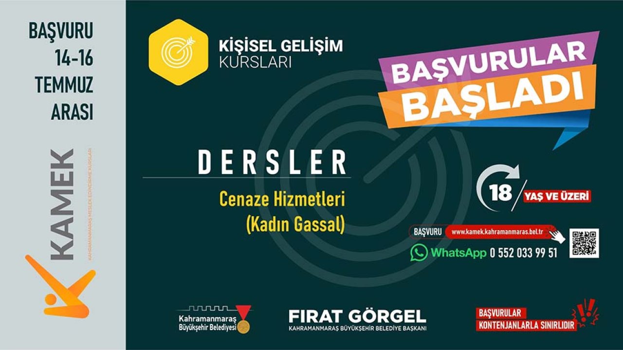 Kahramanmaraş KAMEK’te Kadın Gassal Kursu başlıyor!