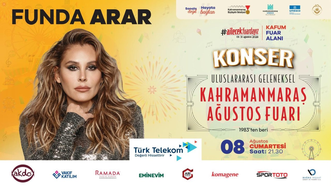 Funda Arar konser için Kahramanmaraş’a geliyor!