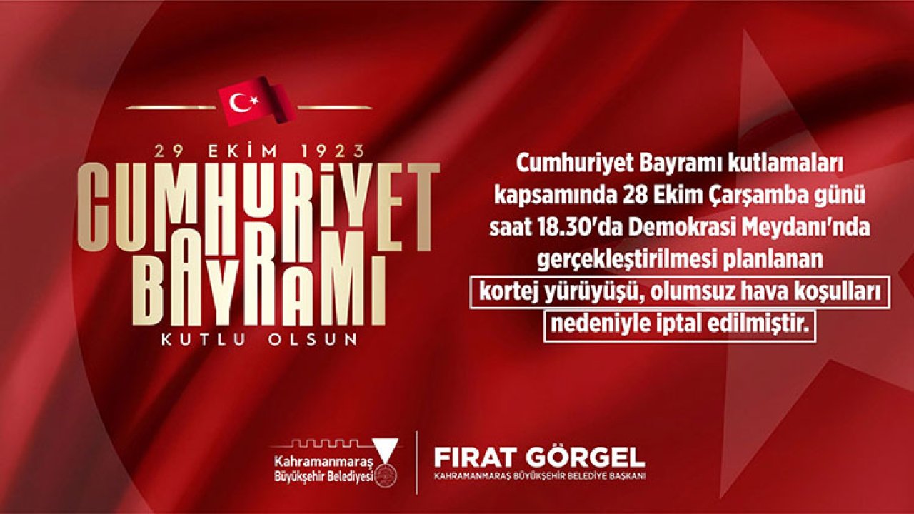 Kahramanmaraş’ta “Cumhuriyet Yürüyüşü” Olumsuz Hava Koşulları Nedeniyle İptal Edildi!