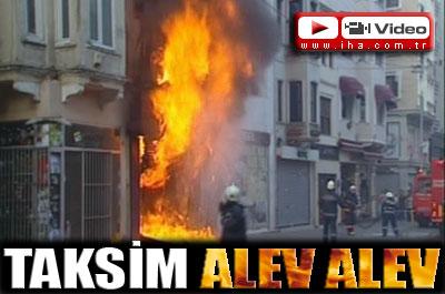 Taksimde yangın paniği