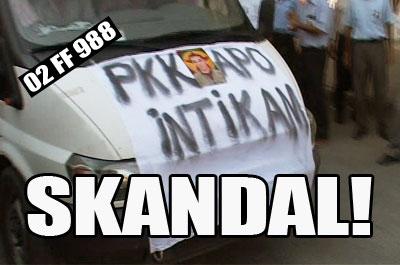 Resmi araçta PKK pankartı