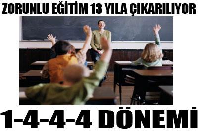 Zorunlu Eğitimde 1-4-4-4 Dönemi