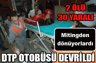 Mitingden dönen DTPliler kaza yaptı