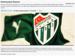 Bursaspordan Batalla Açıklaması