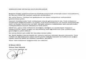 Cem Vakfı Yönetim Kurulu Üyesi Ulusoy Mhp’den Ayrıldı