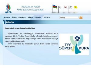 Tff’den Azerbaycan Federasyonu’na Süper Kupa Maçının Bakü’de Oynanaması İçin Mektup