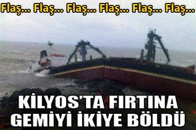 Fırtına gemiyi ikiye böldü 