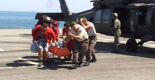 Askeri helikopterle kurtarıldı