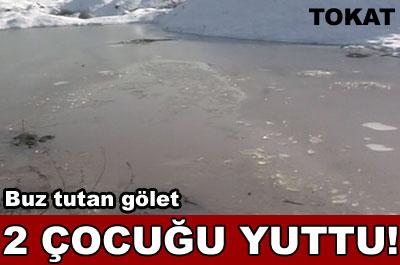 Donan göl iki çocuğu yuttu 