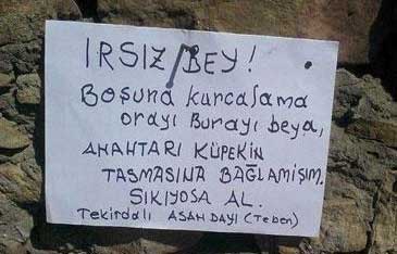 Trakyalıdan hırsıza ilginç not