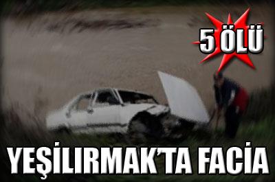 Otomobil Yeşilırmaka uçtu: 5 ölü 