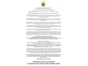Fenerbahçe’den Şike Açıklaması