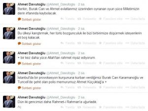 Davutoğlu: Berkin, Burak Ve Ahmet...