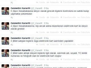 Başsavcı Vekili Karanfil’den Taraftarlara, Twitterdan Elektronik Kart Uyarısı