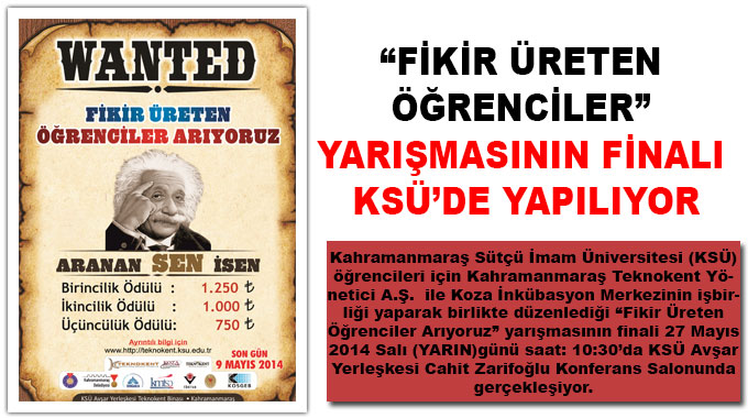 “Fikir Üreten Öğrenciler” Yarışmasının Finali Ksü’de Yapılıyor