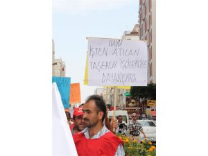 İşten Çıkarılan Taşeron İşçiler Mersin Büyükşehir Belediyesine Yürüdü