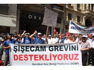 Beyoğlunda Şişecam İşçilerine Destek Eylemi