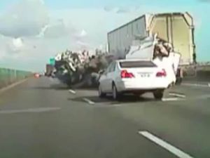 Tavuklar Otobana Saçıldı