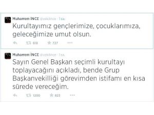 Chp Grup Başkanvekili İnce’den İstifa Edeceğini Açıkladı