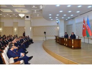 Davutoğlu, Azerbaycan Cumhurbaşkanı Aliyev’le Düzenlenen Basın Toplantısında Konuştu