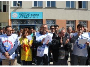 Öğretmenin Kerpetenle Darp Edilmesi Protesto Edildi