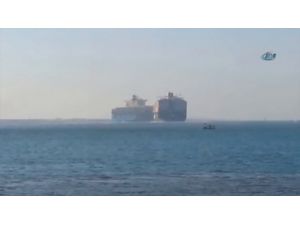 İki Konteyner Gemisi Böyle Çarpıştı