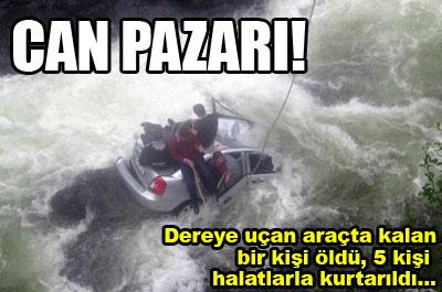 Otomobil dereye uçtu: 1 ölü 5 yaralı 