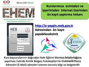 Halk Eğitim Merkezlerine Kayıtlar On-line Oldu