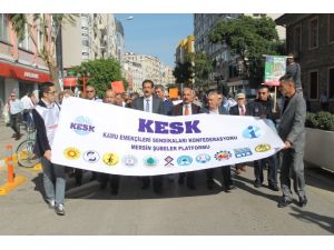 İşçiler Büyükşehir Belediyesine Yürüdü