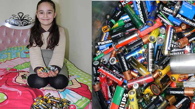 6 Yaşında Yılda 250 Kilogram Atık Pil Topluyor  