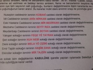 Cadde Ve Sokaklara Kürtçe İsimler Verildi