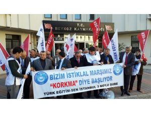 Türk Eğitim- Sen Üyeleri Görevden Almaları Protesto Etti