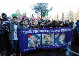 Diyarbakırda Paris’te Öldürülen 3 Pkk’lı Kadın İçin Yürüyüş Düzenlendi