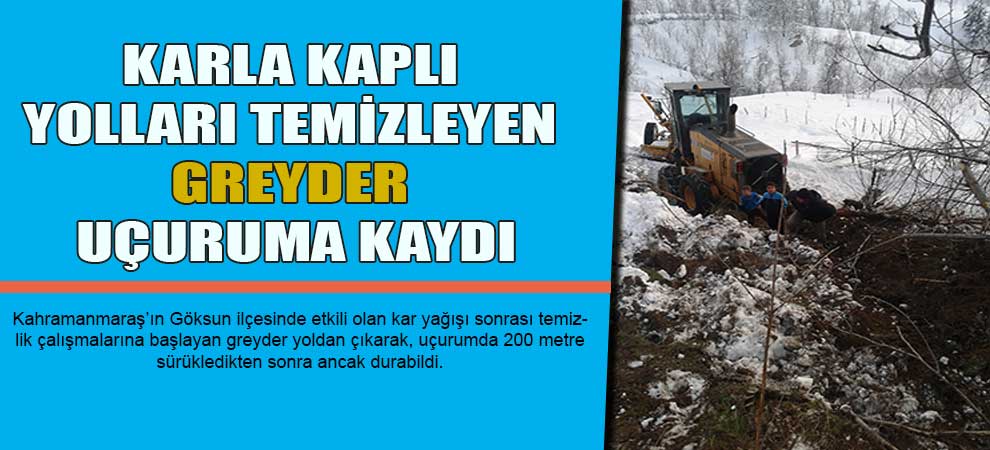 Karla Kaplı Yolları Temizleyen Greyder Uçuruma Kaydı