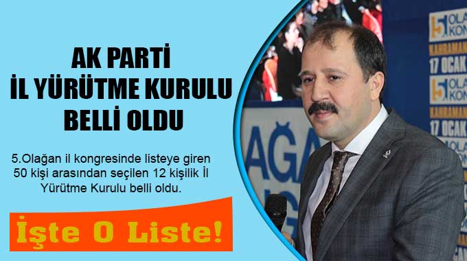 Ak Parti İl Yürütme Kurulu Belli Oldu