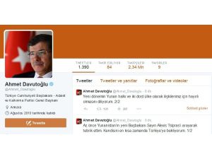 Başbakan Davutoğlu, Yunanistanın Yeni Başbakanı Aleksis Çiprası Arayarak Tebrik Etti