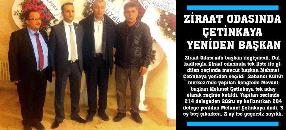 Ziraat Odasında Çetinkaya Yeniden Başkan