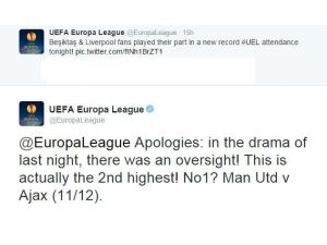 Uefa Özür Diledi, Rekor Kırılmamış