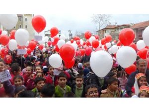 Şehitler İçin Gökyüzüne Şiir Ve Resimlerle Dolu Yüzlerce Balon Bıraktılar