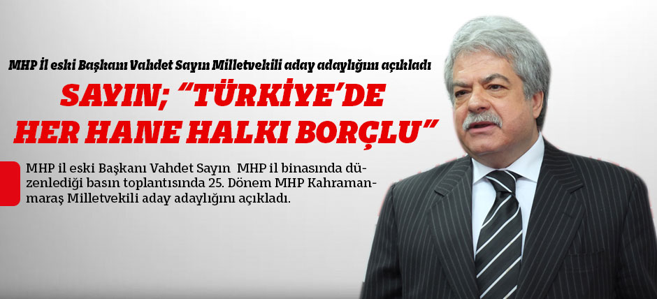 Sayın; “Türkiye’de Her Hane Halkı Borçlu”