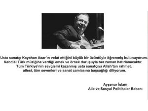 Bakan İslam’dan Kayahan İçin Başsağlığı Mesajı