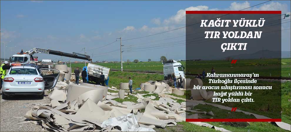 Kağıt Yüklü Tır Yoldan Çıktı