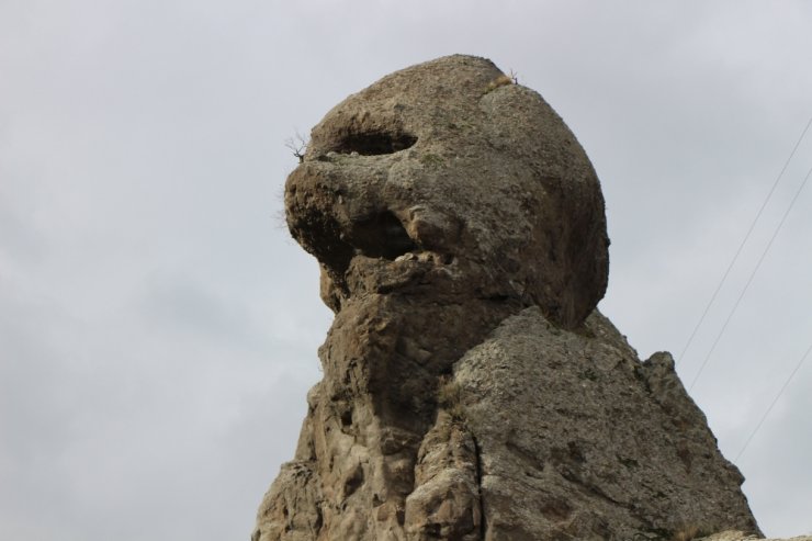 Bir yanı insan kafası, diğer yanı ise canavar