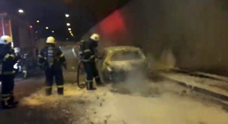 Tünelde korku dolu dakikalar yaşandı! Araç alev alev yandı