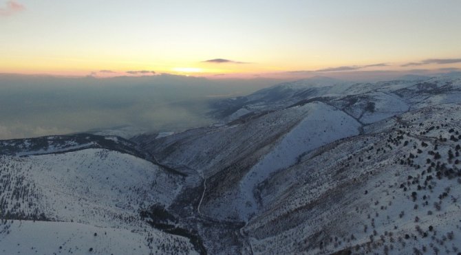 Ahir dağı kar manzarası ile görenleri büyüledi