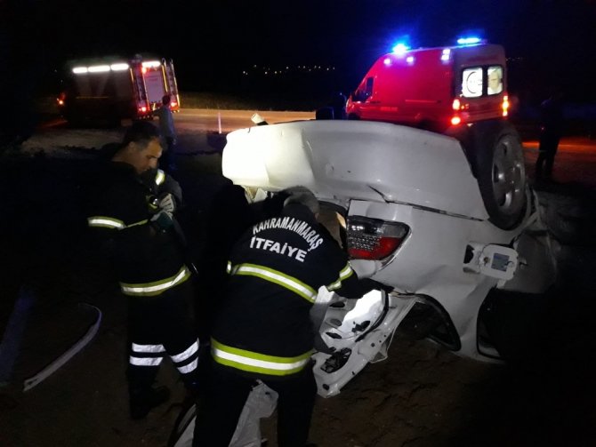 Elbistan'da takla atan otomobilin sürücüsü yaralandı