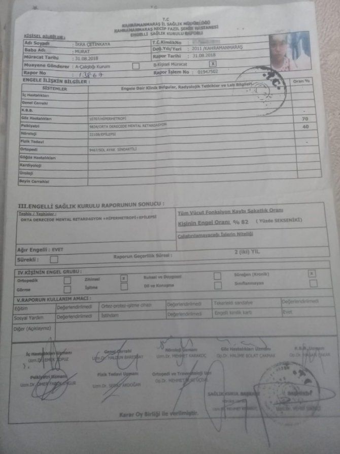 Epilepsi hastası minik İkra’nın Cumhurbaşkanı Erdoğan sevgisi